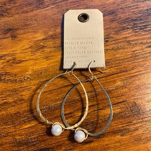 Anthropologie Mother-of-Pearl Hoop Earrings